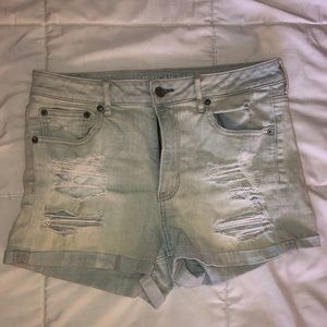super high rise ripped jean shorts